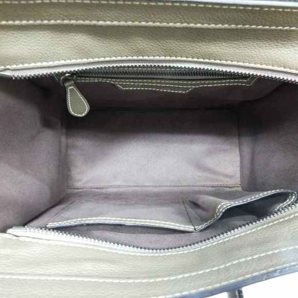Celine Luggage Micro Shopper Handbag Leather Bag Tote Gray Beige Calf Women's - Picture 7 of 10